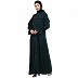 Front open classic frill abaya- Bottle Green
